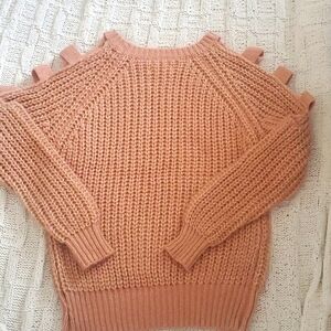 Kloth & Clover Sweater Knitted Sweater pink open shoulder S/M